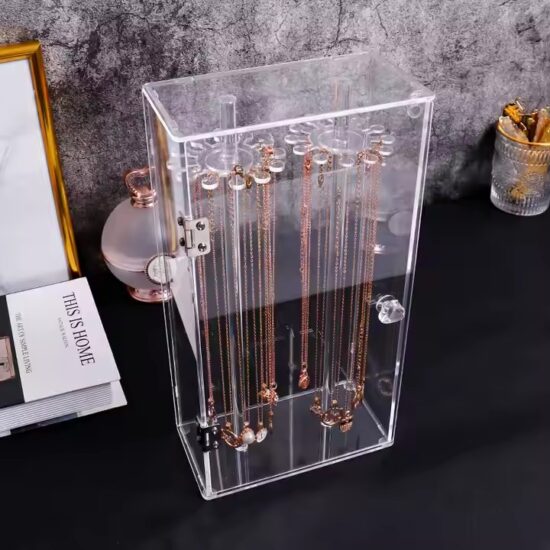 Transparent Acrylic Jewelry Box for Earrings, Necklaces, and Rings