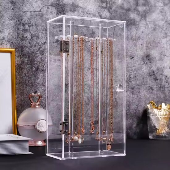 Transparent Acrylic Jewelry Box for Earrings, Necklaces, and Rings