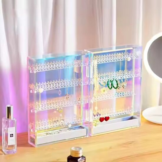 Transparent Acrylic Jewelry Box for Earrings, Necklaces, and Rings