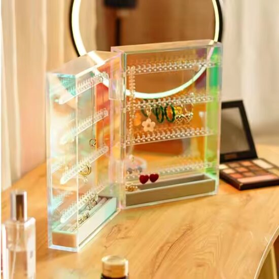 Transparent Acrylic Jewelry Box for Earrings, Necklaces, and Rings