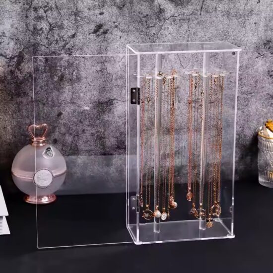 Transparent Acrylic Jewelry Box for Earrings, Necklaces, and Rings