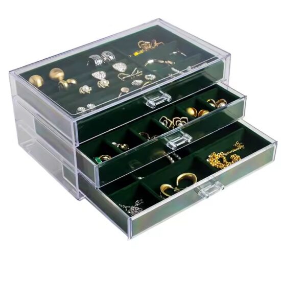Premium Acrylic Jewelry Box with Sliding Drawers and Velvet Compartments