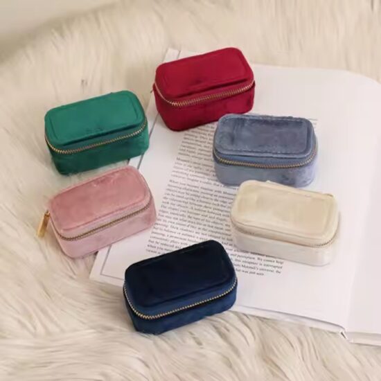 Luxury Dustproof Travel Jewelry Box with Velvet Interior