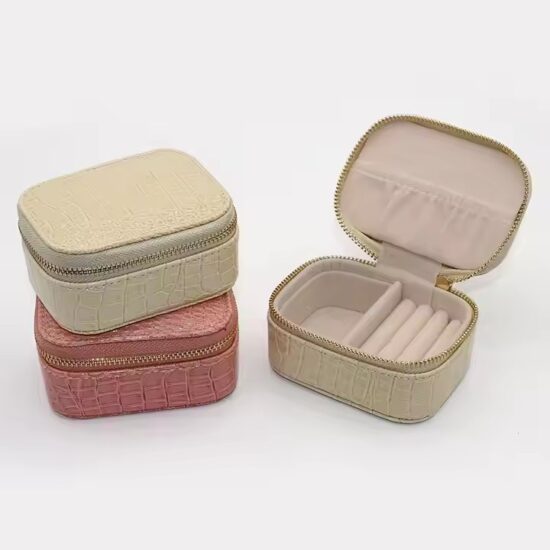 Portable Travel Jewelry Box with Compartments for Rings and Necklaces
