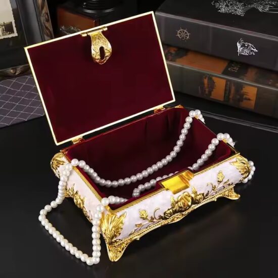Vintage Wedding Jewelry Box with Decorative Metal Design