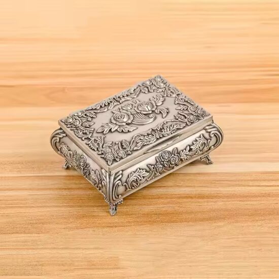 Vintage Wedding Jewelry Box with Decorative Metal Design
