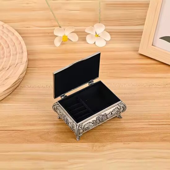 Vintage Wedding Jewelry Box with Decorative Metal Design