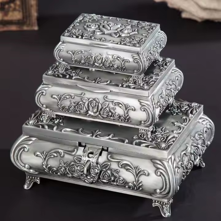 Bestselling Vintage Metal Jewelry Gift Box with Decorative Finish