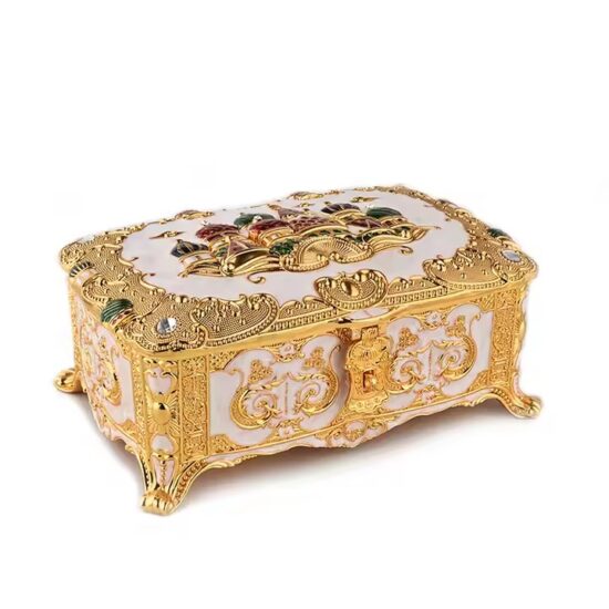 High-End Luxury Metal Jewelry Box with Velvet Lining