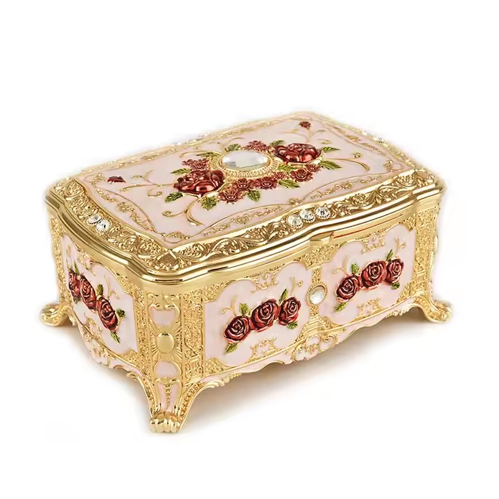 High-End Luxury Metal Jewelry Box with Velvet Lining