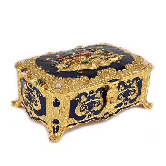 High-End Luxury Metal Jewelry Box with Velvet Lining