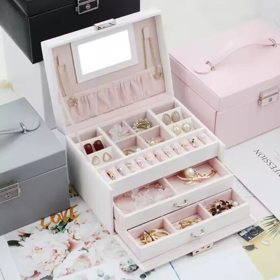 New Design PU Leather Luxury Jewelry Box for Rings and Earrings