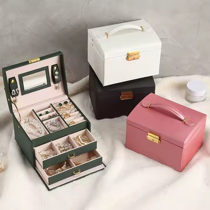 New Design PU Leather Luxury Jewelry Box for Rings and Earrings
