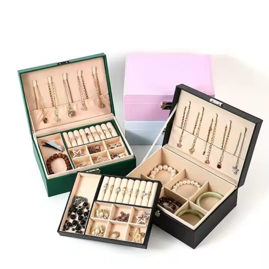 New Design PU Leather Luxury Jewelry Box for Rings and Earrings