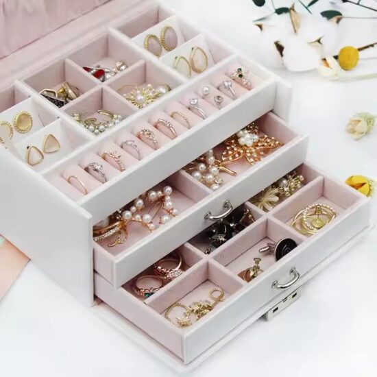 New Design PU Leather Luxury Jewelry Box for Rings and Earrings
