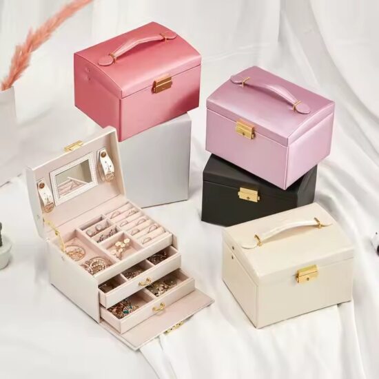 New Design PU Leather Luxury Jewelry Box for Rings and Earrings