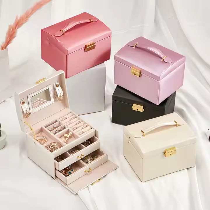 New Design PU Leather Luxury Jewelry Box for Rings and Earrings