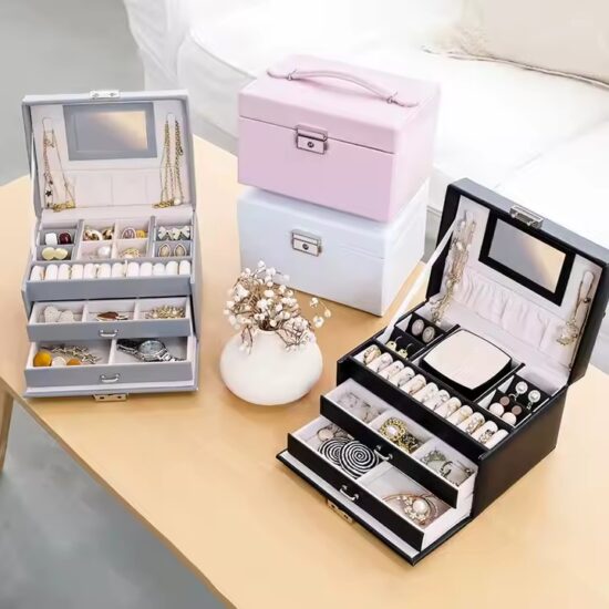 New Design PU Leather Luxury Jewelry Box for Rings and Earrings