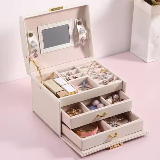 New Design PU Leather Luxury Jewelry Box for Rings and Earrings