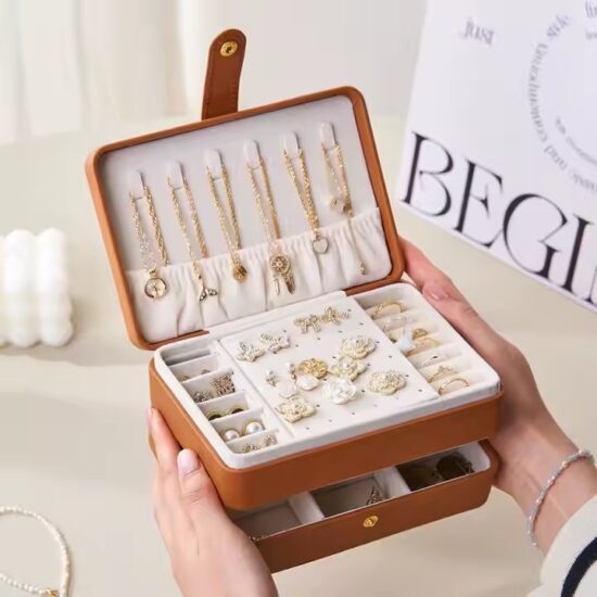 Large Capacity PU Leather Jewelry Box with Compartments