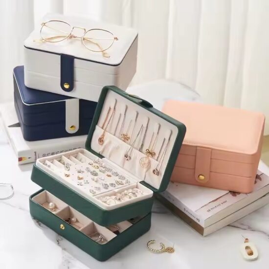 Large Capacity PU Leather Jewelry Box with Compartments