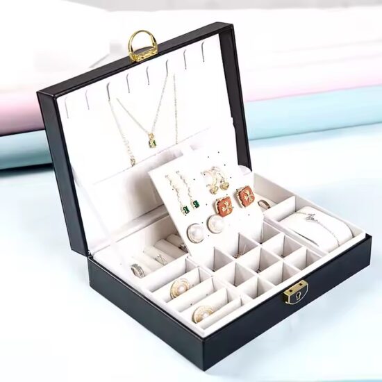 Large Capacity PU Leather Jewelry Box with Compartments