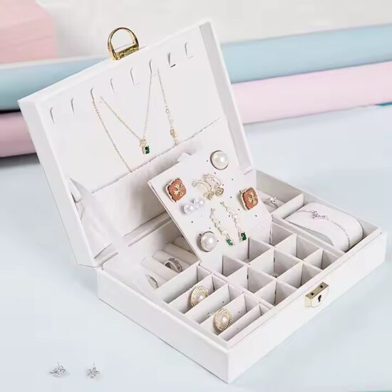 Large Capacity PU Leather Jewelry Box with Compartments
