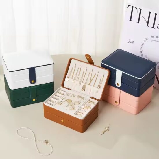 Large Capacity PU Leather Jewelry Box with Compartments
