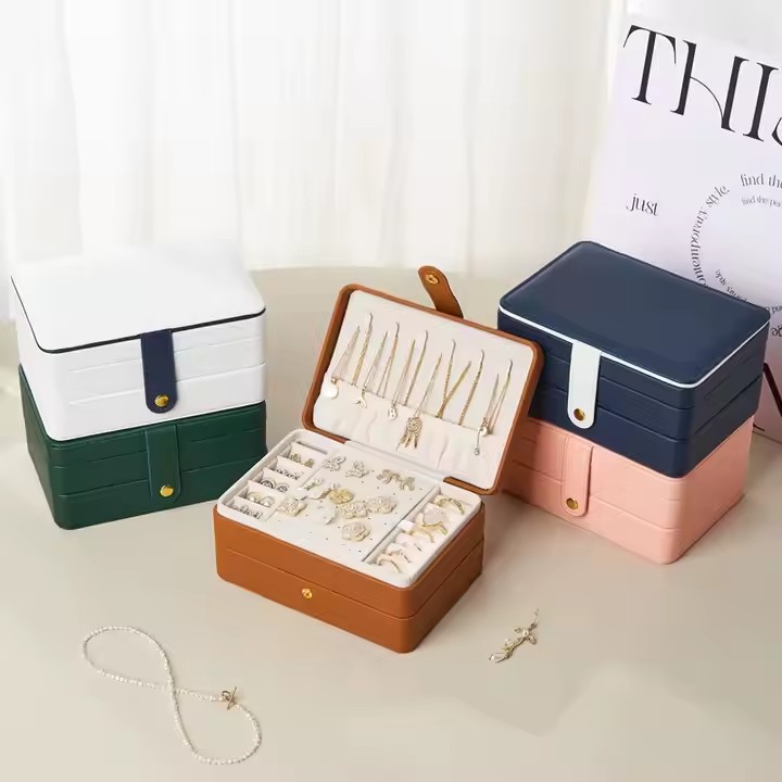 Large Capacity PU Leather Jewelry Box with Compartments