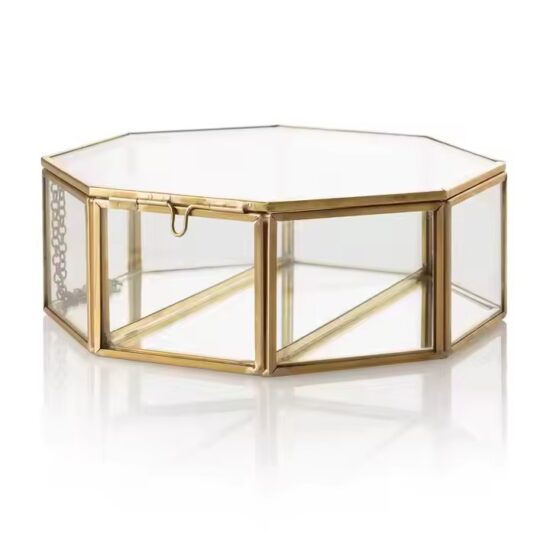 High-Quality Glass Jewelry Organizer with Velvet Lining and Metal Frame