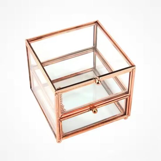 High-Quality Glass Jewelry Organizer with Velvet Lining and Metal Frame
