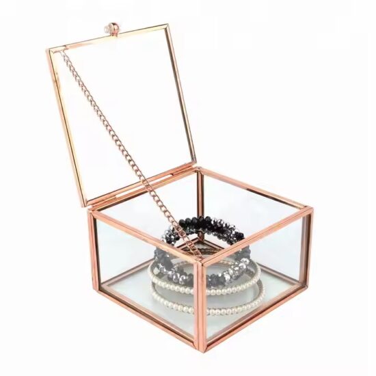 High-Quality Glass Jewelry Organizer with Velvet Lining and Metal Frame