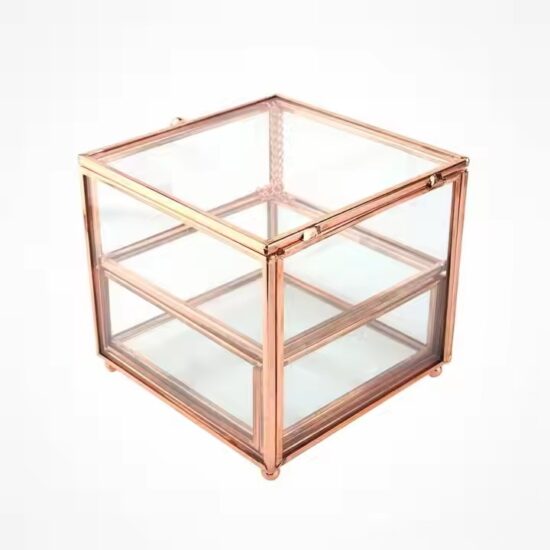 High-Quality Glass Jewelry Organizer with Velvet Lining and Metal Frame