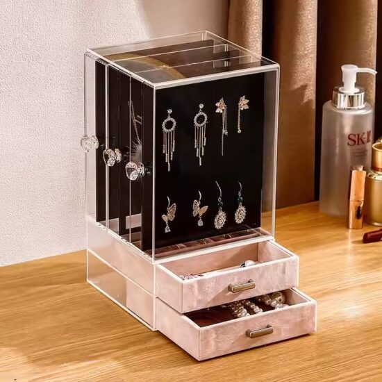 Elegant Dustproof Clear Acrylic Jewelry Box with Compartments