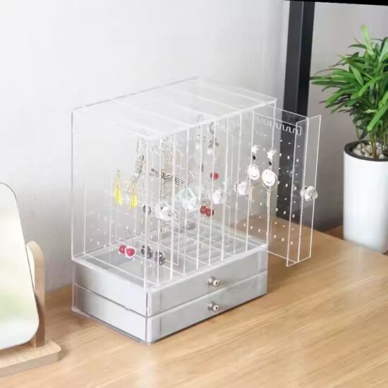 Elegant Dustproof Clear Acrylic Jewelry Box with Compartments