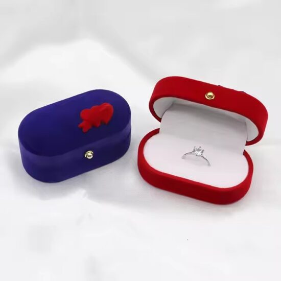 Luxury colored velvet jewelry box for rings and earrings