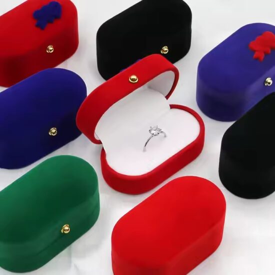 Luxury colored velvet jewelry box for rings and earrings