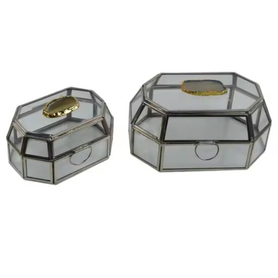 Luxury Glass Jewelry Box for Home Décor with Velvet Lining