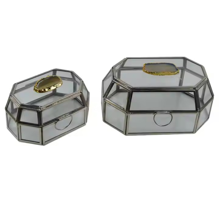 Luxury Glass Jewelry Box for Home Décor with Velvet Lining