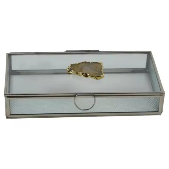 Luxury Glass Jewelry Box for Home Décor with Velvet Lining