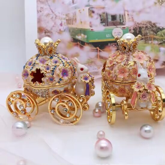 Modern Bunny Carriage Design Metal Jewelry Box for Gifts & Display