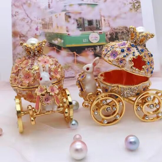 Modern Bunny Carriage Design Metal Jewelry Box for Gifts & Display