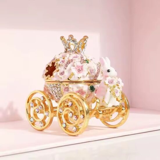 Modern Bunny Carriage Design Metal Jewelry Box for Gifts & Display