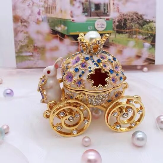 Modern Bunny Carriage Design Metal Jewelry Box for Gifts & Display