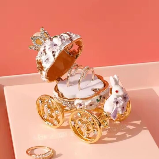 Modern Bunny Carriage Design Metal Jewelry Box for Gifts & Display