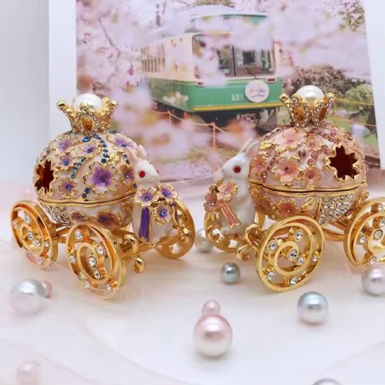 Modern Bunny Carriage Design Metal Jewelry Box for Gifts & Display