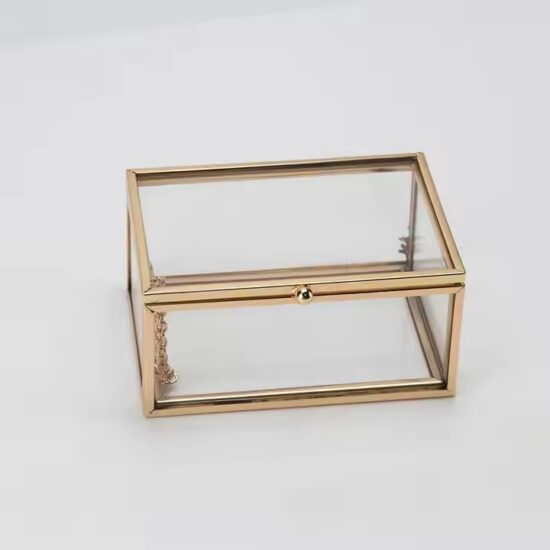 Luxury Modern Transparent Glass Jewelry Box with Velvet Interior
