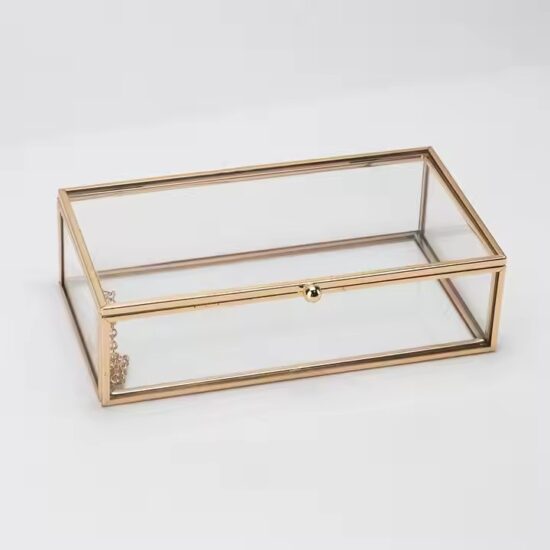Luxury Modern Transparent Glass Jewelry Box with Velvet Interior