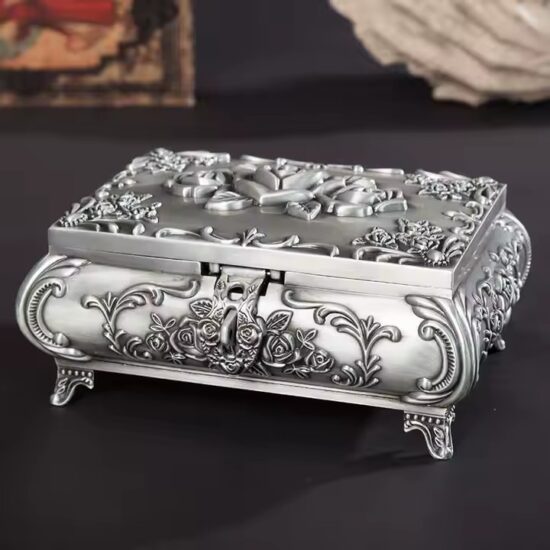 Luxury Metal Jewelry Box with Velvet Interior