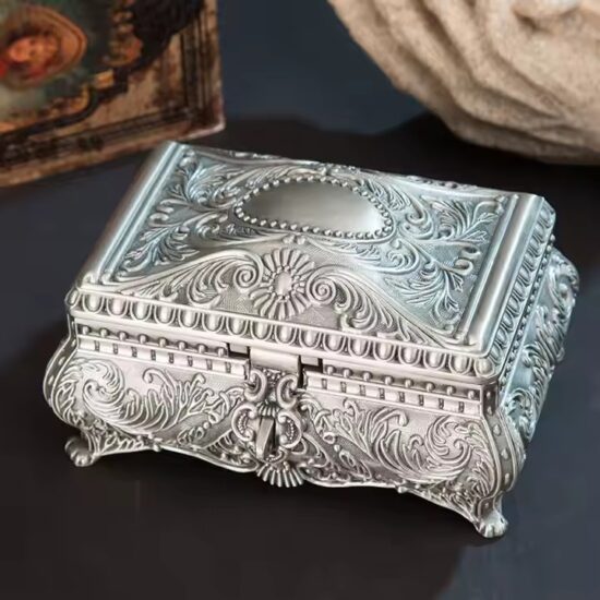 Luxury Metal Jewelry Box with Velvet Interior